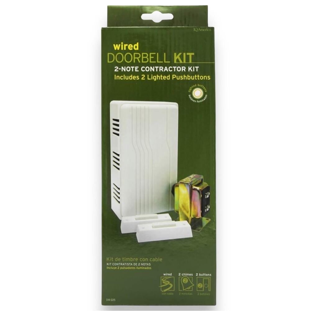 Wired Doorbell Kit 2-Note Contractor Kit Includes 2 Lighted Pushbuttons